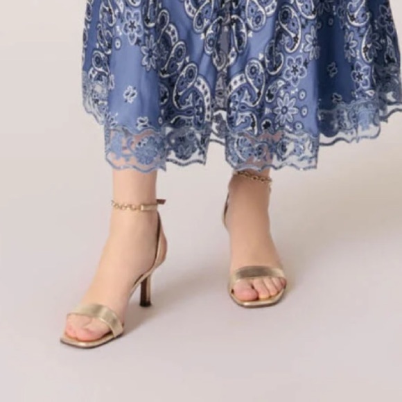 Maje Gold Metallic Leather Sandals Heels Size 40 US 9.5 - Picture 3 of 11